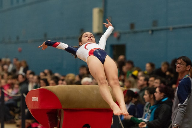 Gymnast competing
